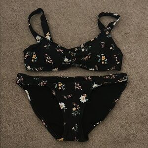 Floral Black Bikini Set